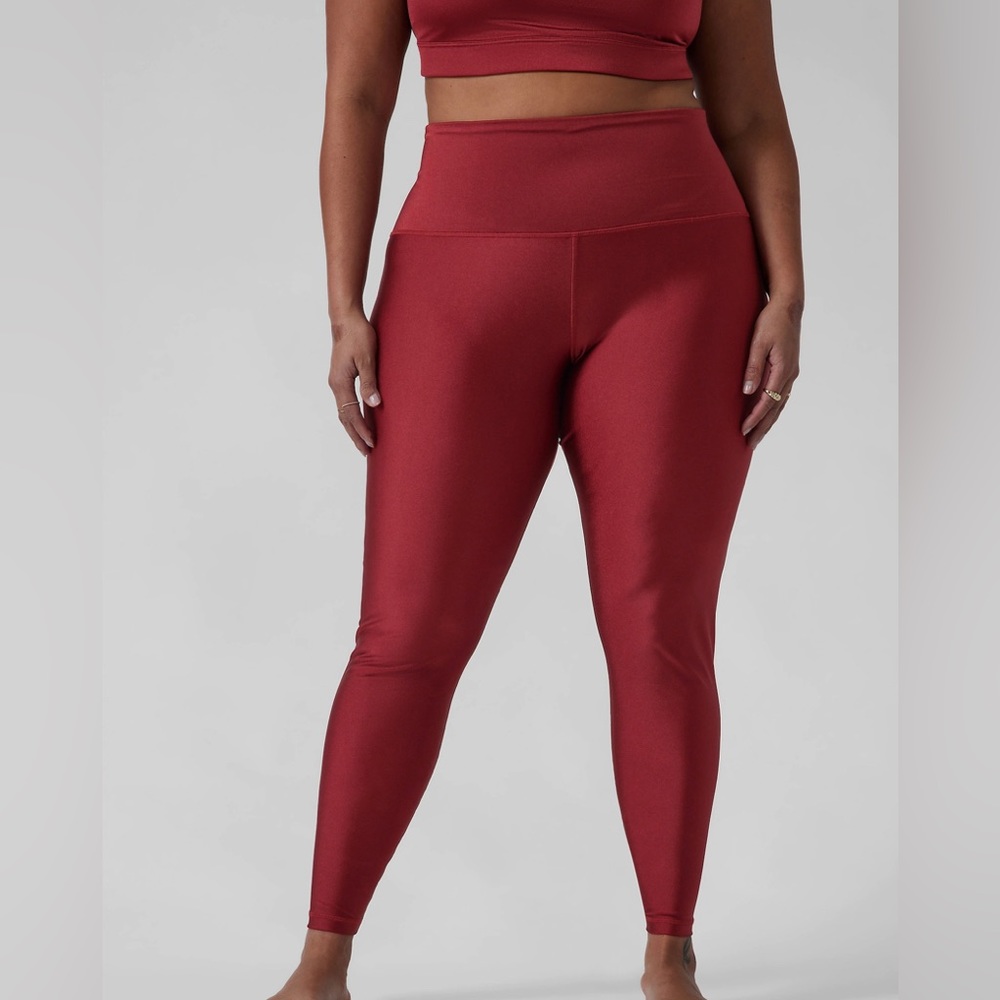 ATHLETA Red Elation Shine High Waisted Tights Sz 1X
